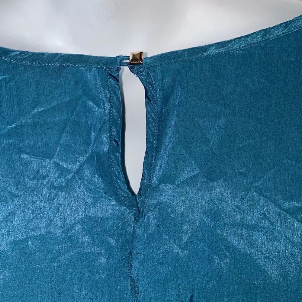 EDGE Turquoise, Cream and Orange Leopard Print Blouse-L - Picture 4 of 7
